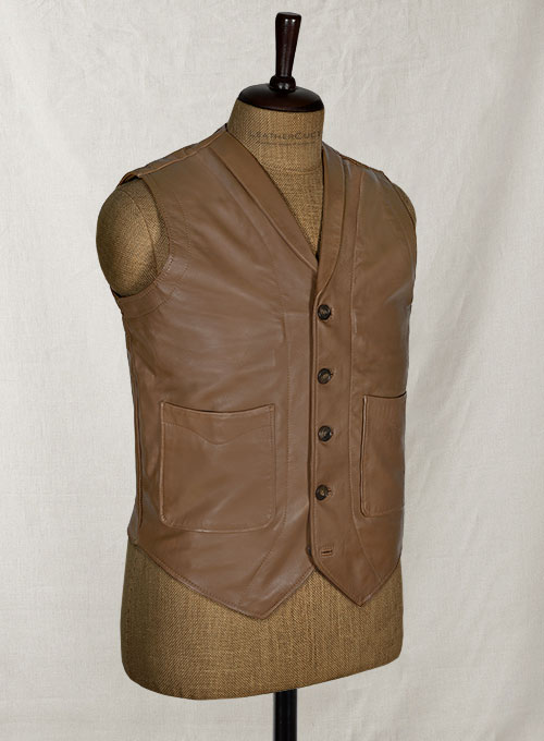 Shawl Lapel Leather Vest