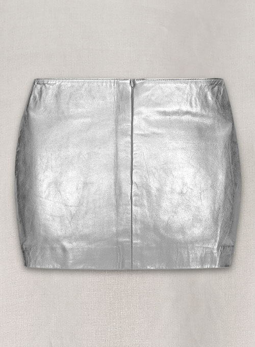 Silver Adjustable Slit Leather Skirt