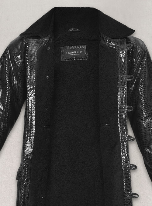 Snake Emboss Black Tom Hardy Dark Knight Leather Trench Coat
