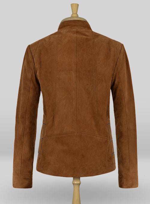 Soft Caramel Brown Suede Leather Jacket # 521