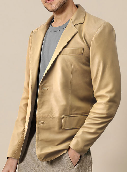 Soft Dark Beige Leather Blazer