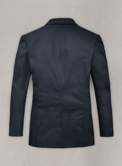 Soft Deep Blue Leather Blazer