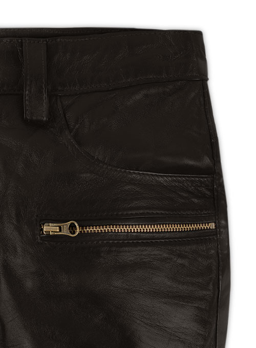 Soft Dark Brown Leather Biker Jeans #512 Soft Dark Brown Leather Biker Jeans #512
