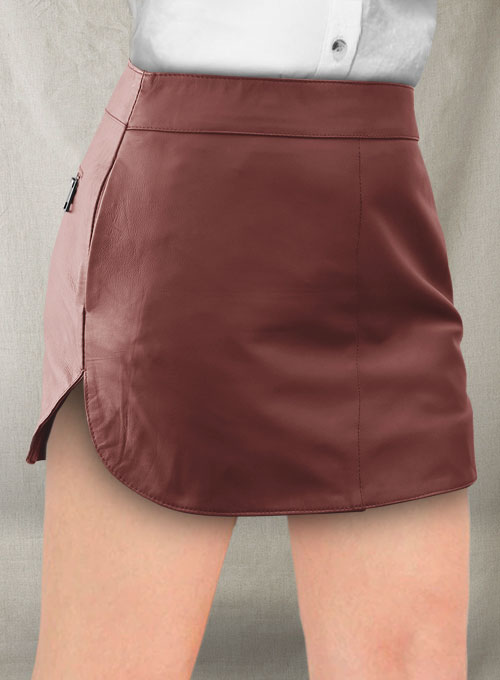 Soft Fermented Burgundy Hilary Duff Leather Skirt