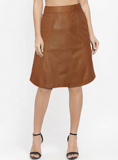 Soft Hunter Tan Diane Kruger Leather Skirt
