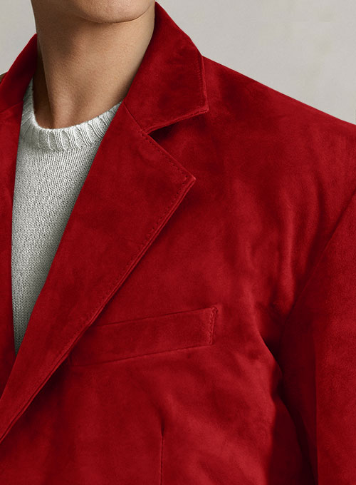 Soft Lava Red Suede Leather Blazer