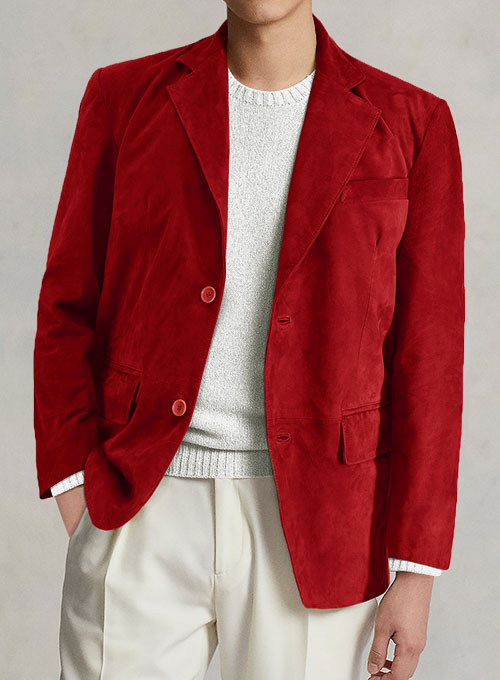Soft Lava Red Suede Leather Blazer