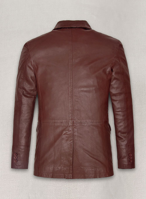 Soft Maroon Washed & Wax Leather Blazer - #716