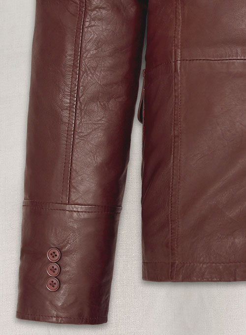 Soft Maroon Washed & Wax Leather Blazer - #716