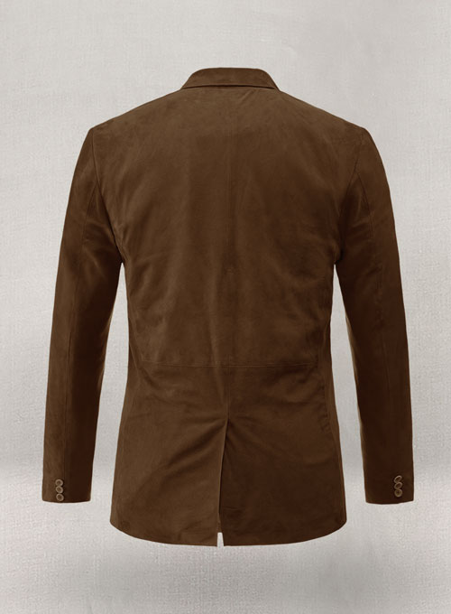 Soft Mid Brown Suede Leather Blazer