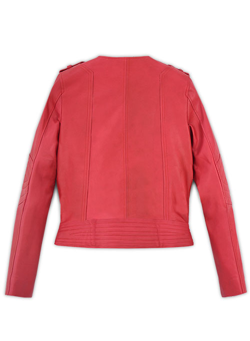 Soft Raspberry Red Leather Jacket # 220