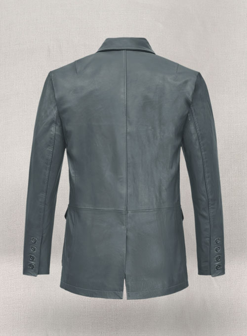 Soft Sherpa Gray Washed and Wax Leather Blazer - #712