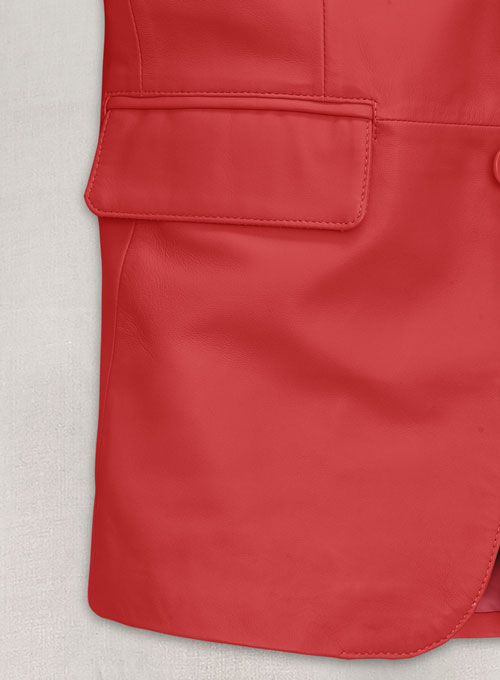 Soft Tango Red Leather Blazer