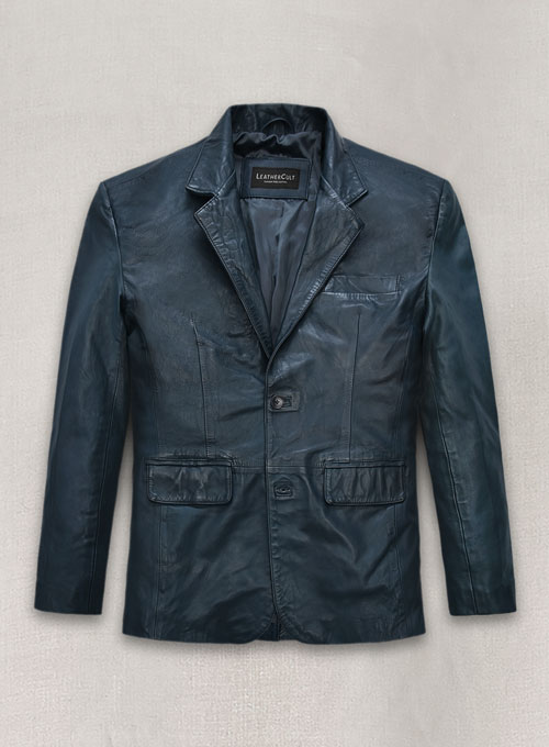 Soft Winsor Blue Washed and Wax Leather Blazer