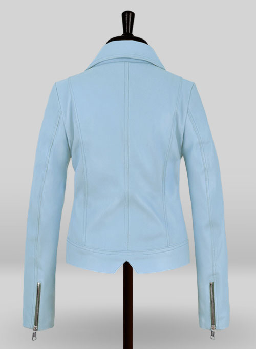 Spring Light Blue Stretch Leather Jacket # 213