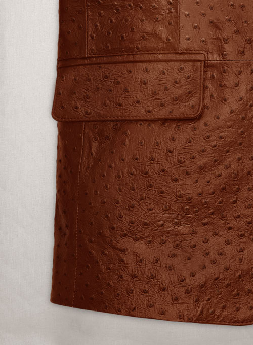 Tan Brown Ostrich Leather Blazer