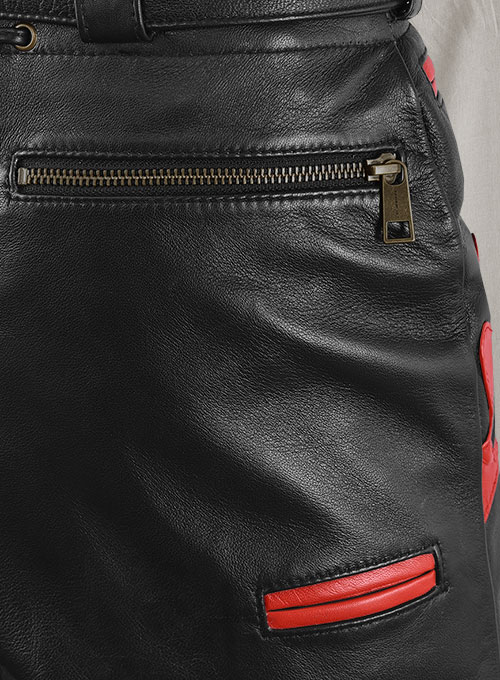 Thick Black Leather Cargo Shorts Style # 364