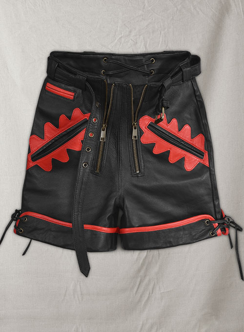 Thick Black Leather Cargo Shorts Style # 364