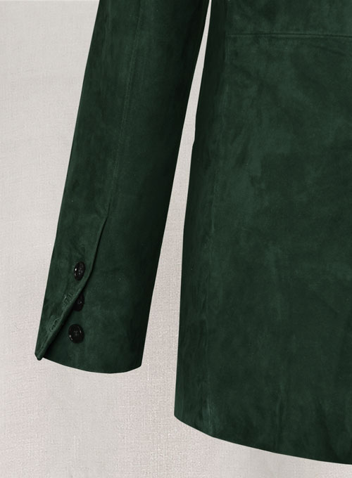 Timber Green Suede Double Breasted Blazer