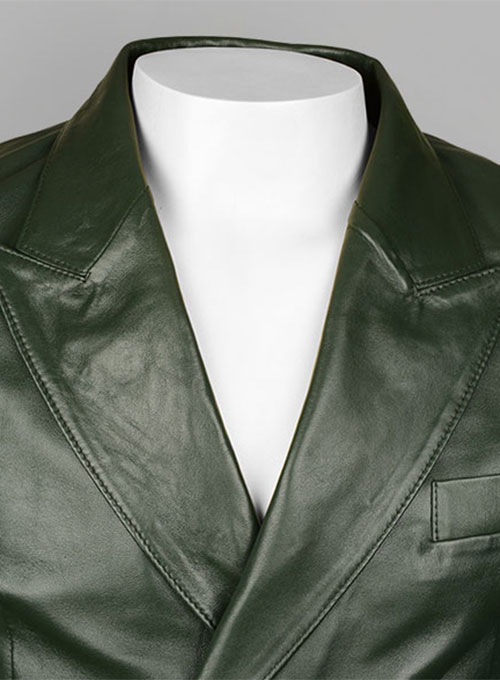 Vintage Green Leather Blazer - Click Image to Close