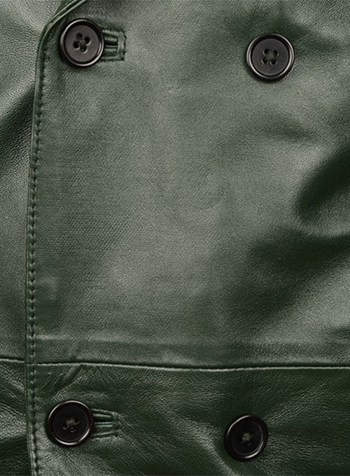 Vintage Green Leather Blazer - Click Image to Close