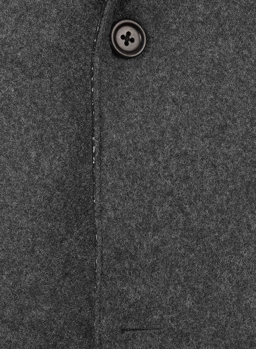 Vintage Plain Dark Gray Tweed Leather Combo Blazer # 652