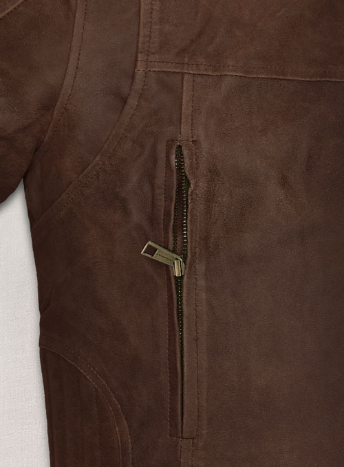 Vintage Brown Grain Robert Pattinson Leather Jacket #2