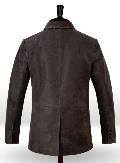 Vintage Brown Grain Medieval Leather Blazer
