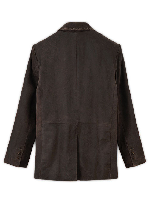 Vintage Brown Grain Medieval Leather Blazer