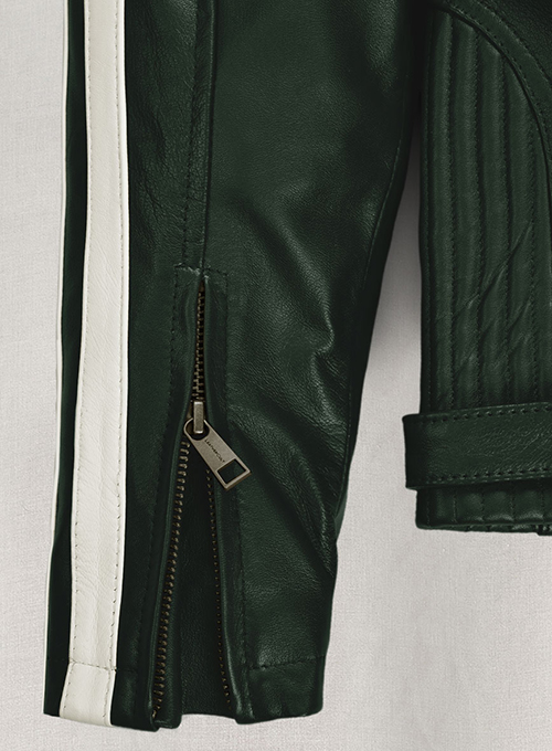 Vintage Green Robert Pattinson Leather Jacket #2