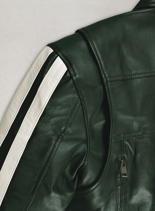 Vintage Green Robert Pattinson Leather Jacket #2