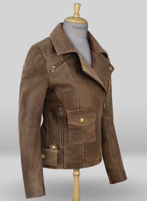 Vintage Gravel Brown Leather Jacket # 263