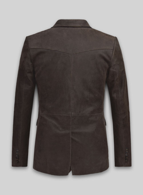 Vintage Brown Grain Western Leather Blazer