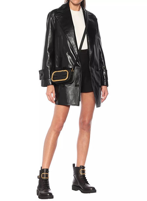Vogue Doble Breasted Leather Trench Coat Vogue Doble Breasted Leather Trench Coat