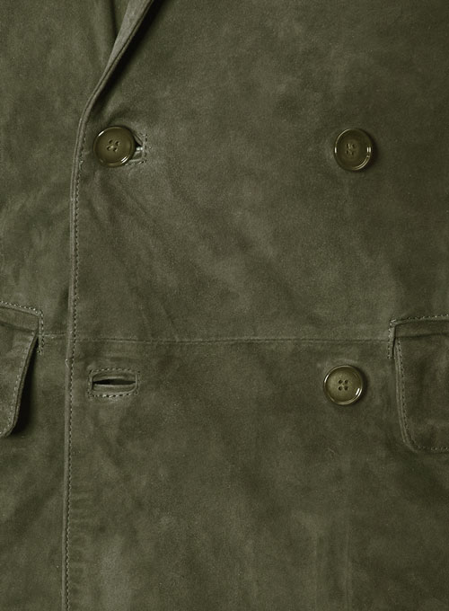 Woodland Green Suede Double Breasted Blazer
