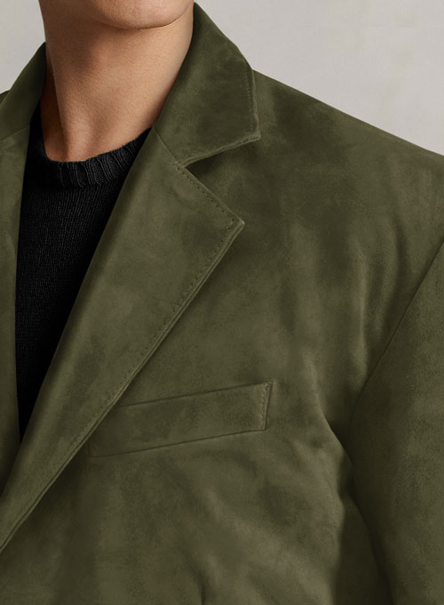 Woodland Green Suede Leather Blazer