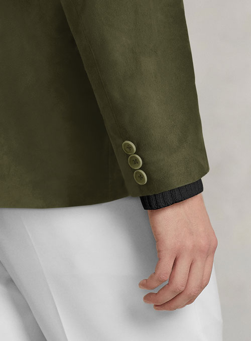 Woodland Green Suede Leather Blazer