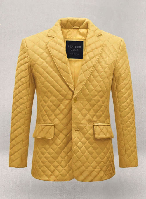 Yellow Bocelli Quilted Leather Blazer