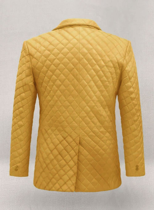 Yellow Bocelli Quilted Leather Blazer