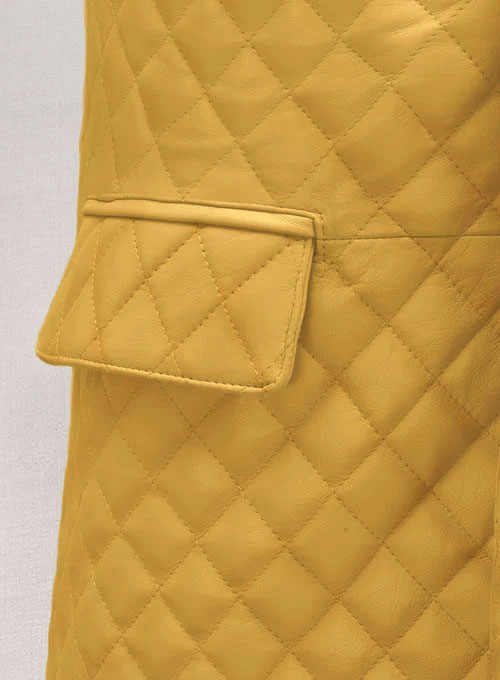 Yellow Bocelli Quilted Leather Blazer