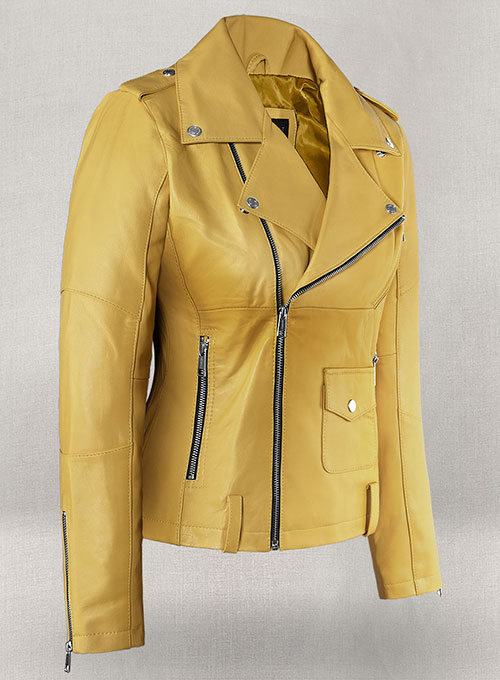 Yellow Rihanna Leather Jacket #1