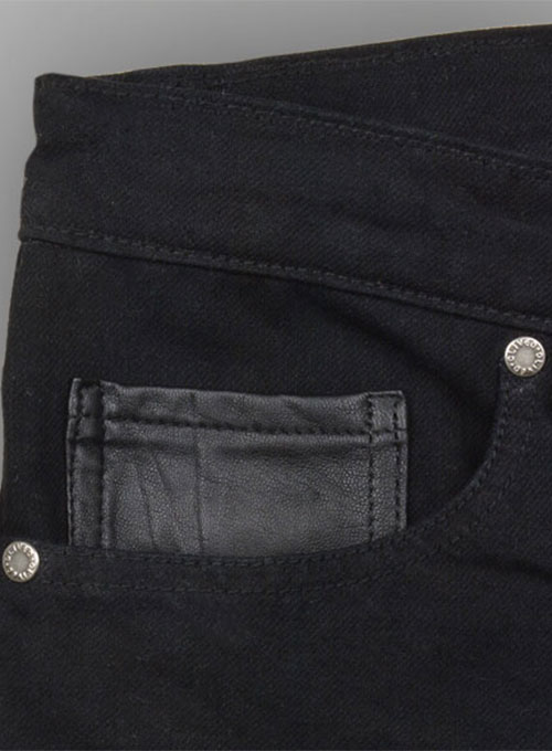 jeans with leather pockets