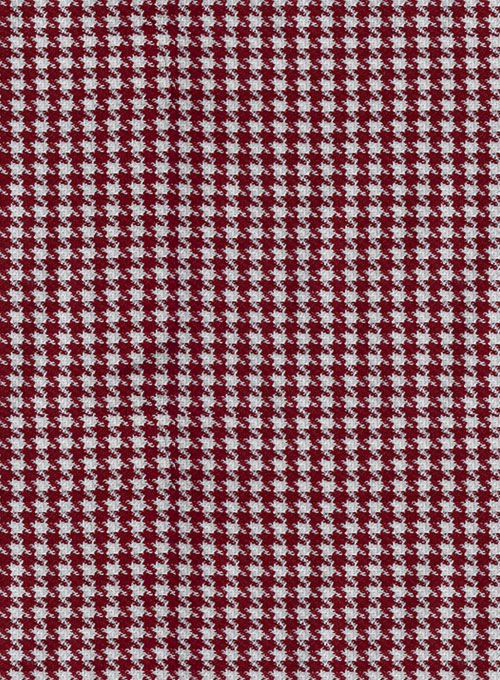 Reda Carmine Red Houndstooth Wool Pants