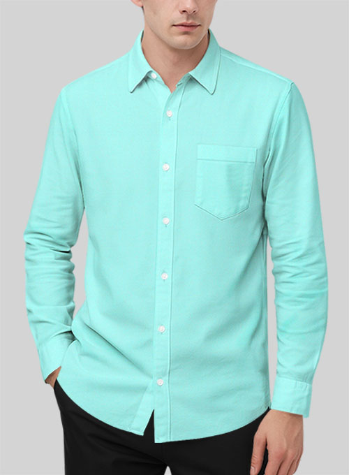 Aqua Blue Stretch Poplene Shirt - Half Sleeves