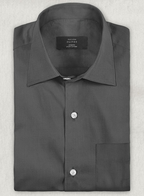 Ash Gray Stretch Twill Shirt - Half Sleeves
