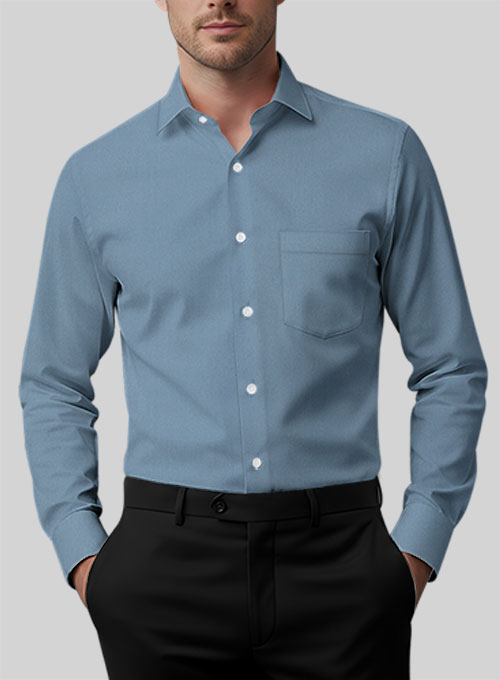Azure Blue Stretch Poplene Shirt