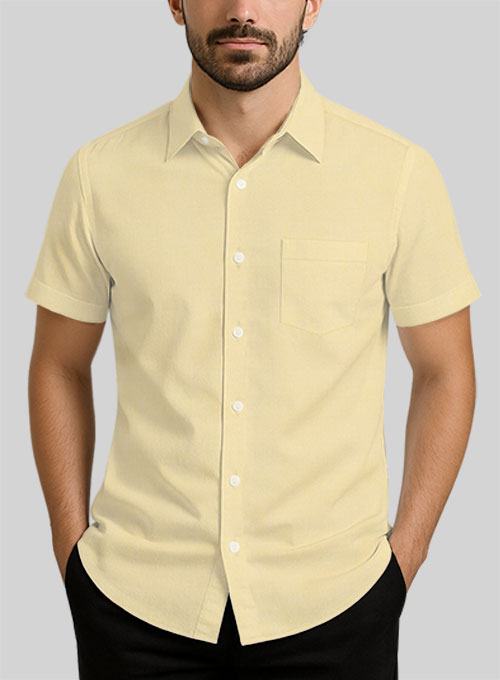 Beige Luxury Twill Shirt - Half Sleeves