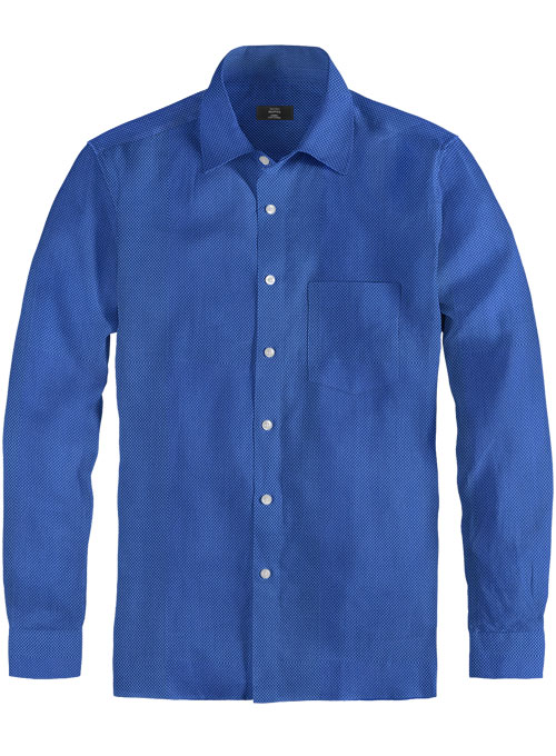 Birdseye Yale Blue Cotton Shirt - Full Sleeves