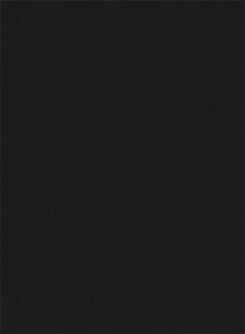 Black Herringbone Cotton Shirt - Half Sleeves