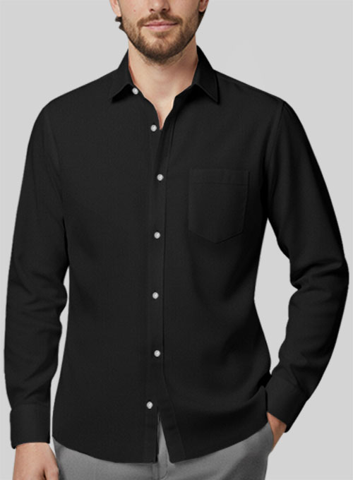Black Herringbone Cotton Shirt